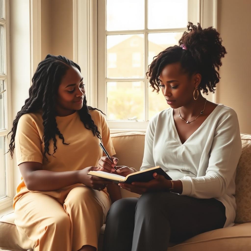 Mentor and mentee journaling together